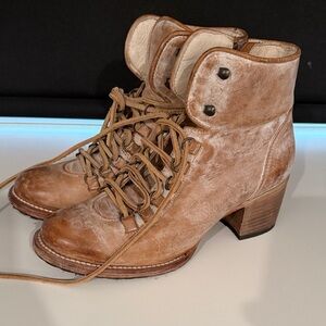 Free Bird Tan Leather Winter Ankle Boots